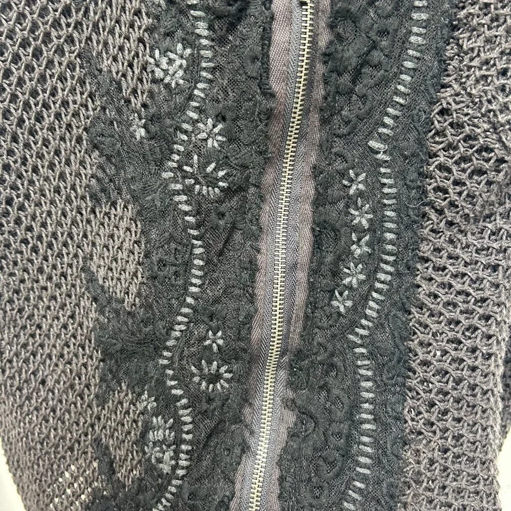 Free People Femme Fatale Knit Moto Zip Cardigan Open Knit Sweater small - Picture 7 of 10